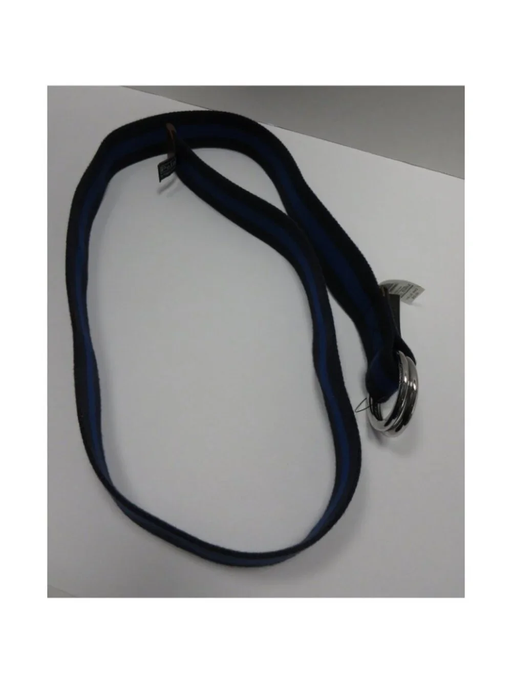 VGT Polo Ralph Lauren Belt XL Navy Striped Webbing D Ring Preppy Y2K